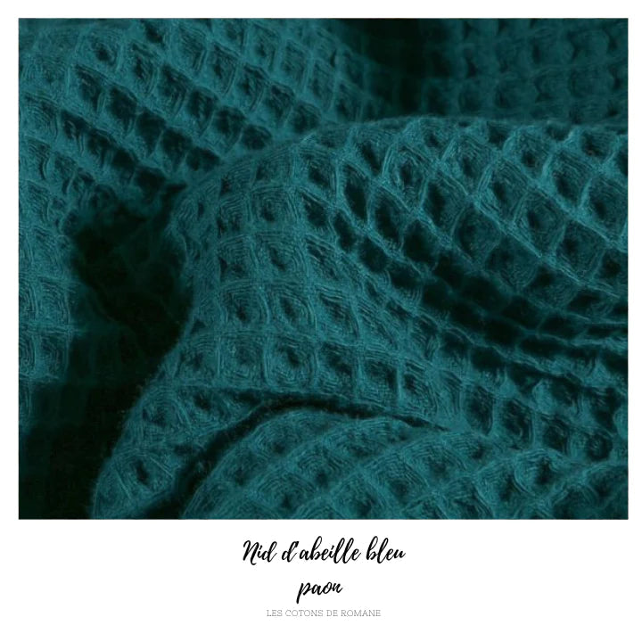 Kit essuie-tout et éponge lavable - Nid d'abeille bleu paon