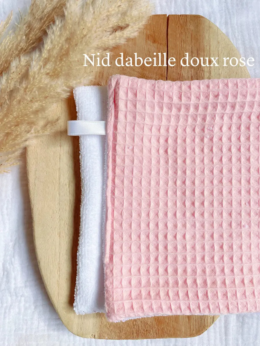 Lingette ménage - Nid d'abeille doux rose