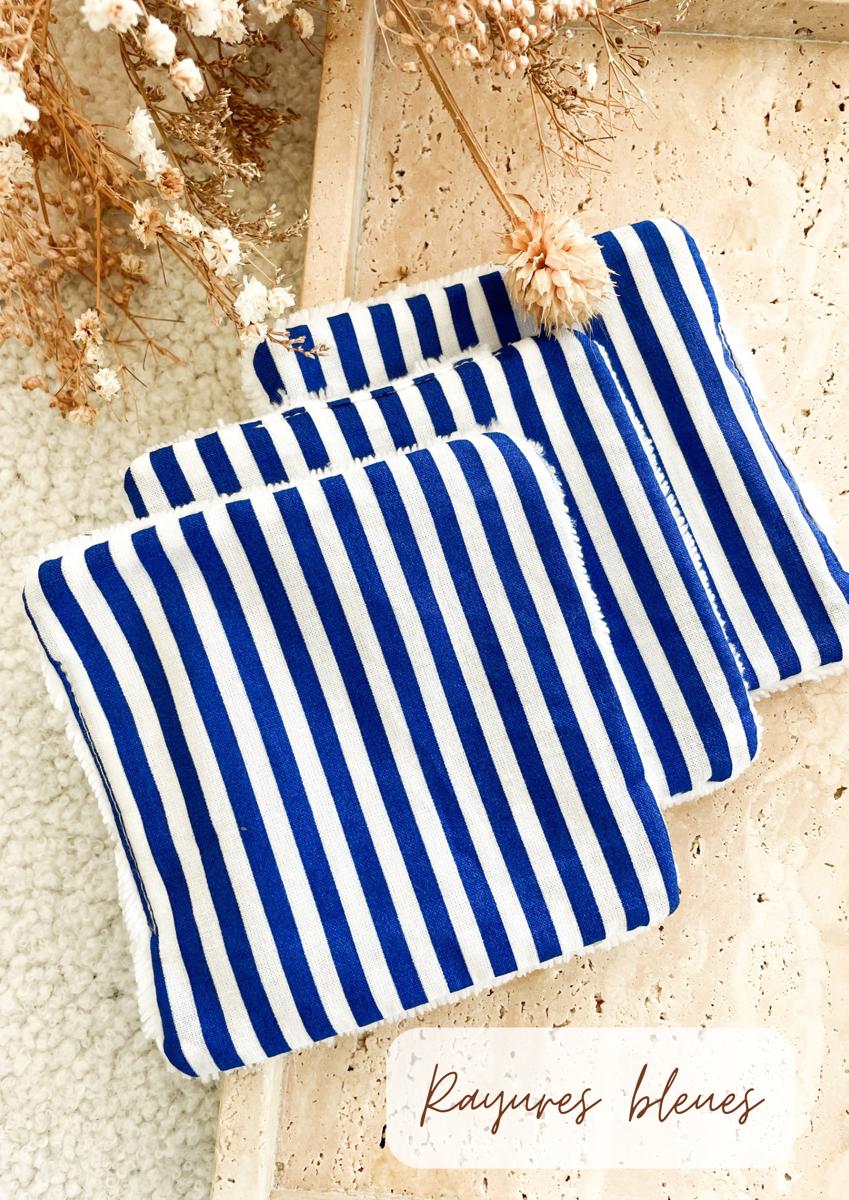 Lingette visage lavable - Homme - Rayures bleues