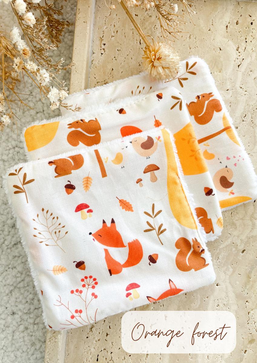 Lingettes bébé éponge bambou - Orange forest
