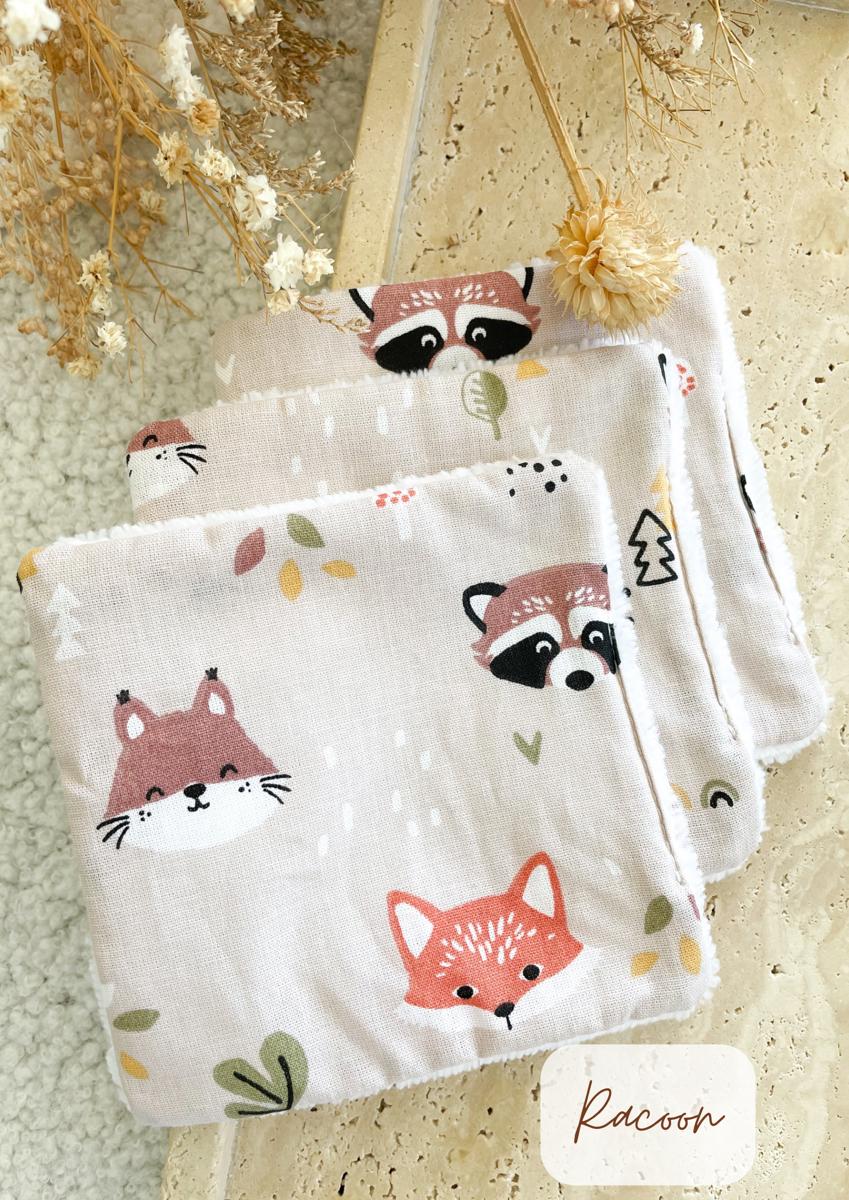 Lingettes bébé éponge bambou - Racoon
