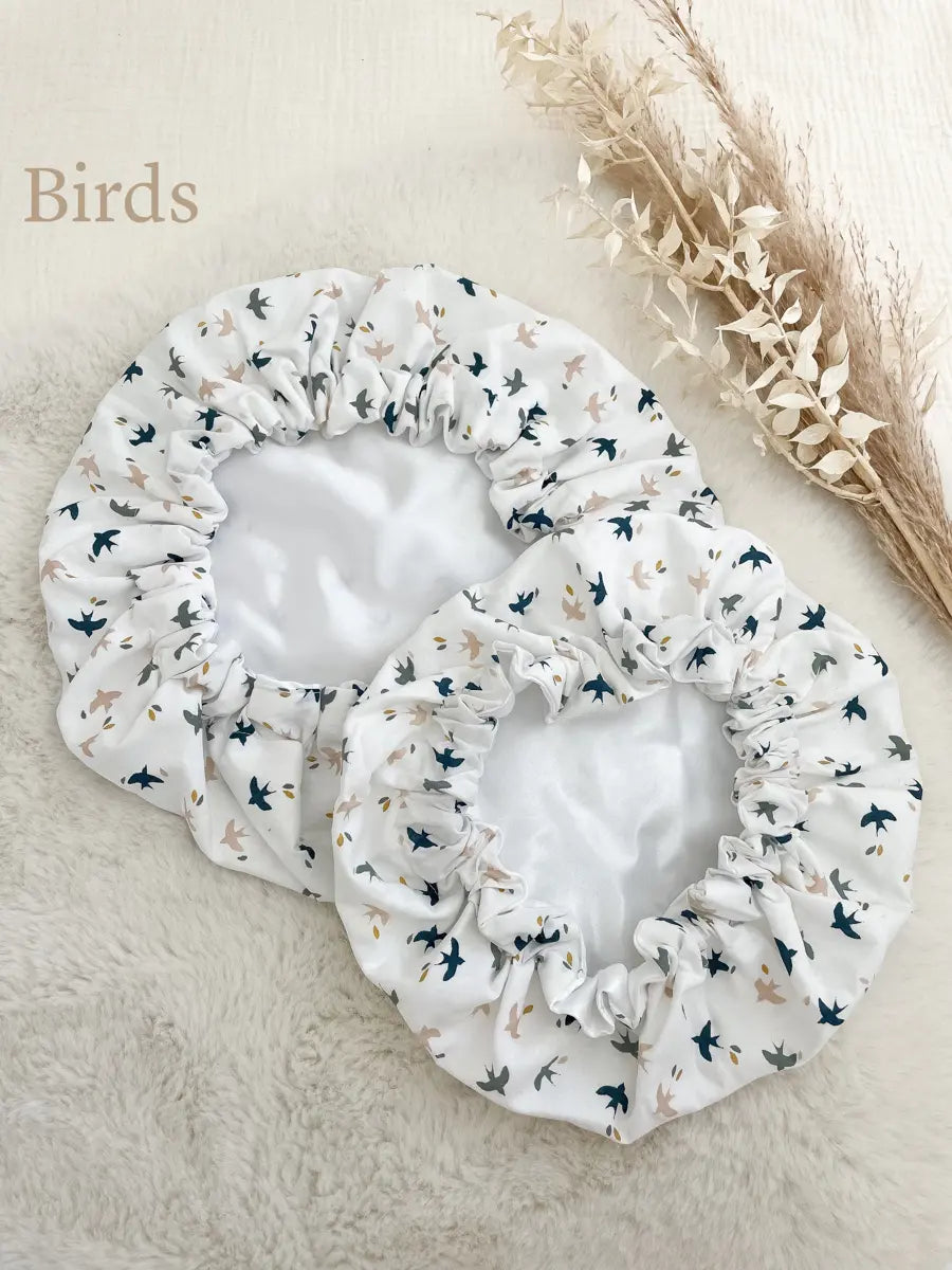 Lot de 2 bonnets de soin Mère / Fille - Birds
