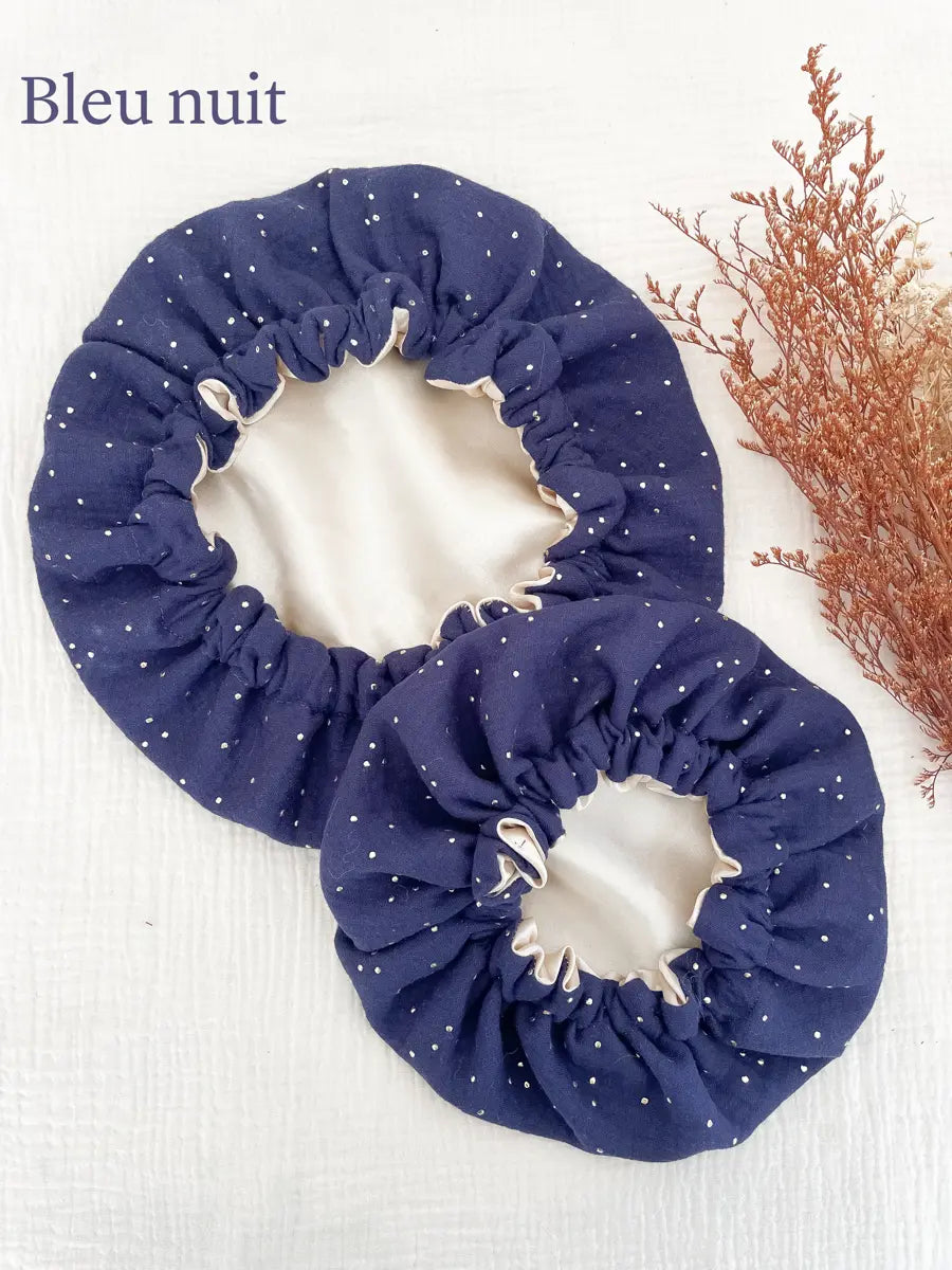 Lot de 2 bonnets de soin Mère / Fille - Bleu nuit