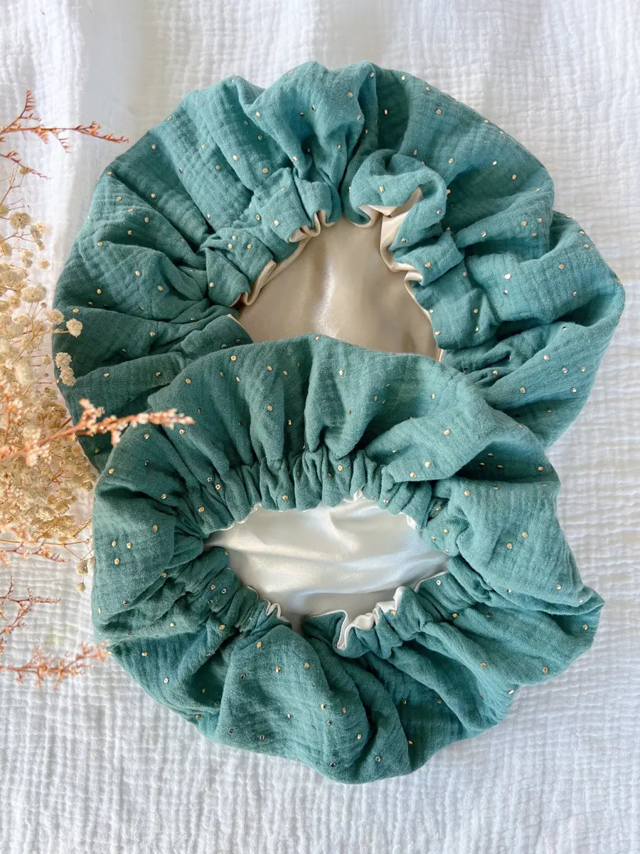 Lot de 2 bonnets de soin Mère / Fille - Emeraude