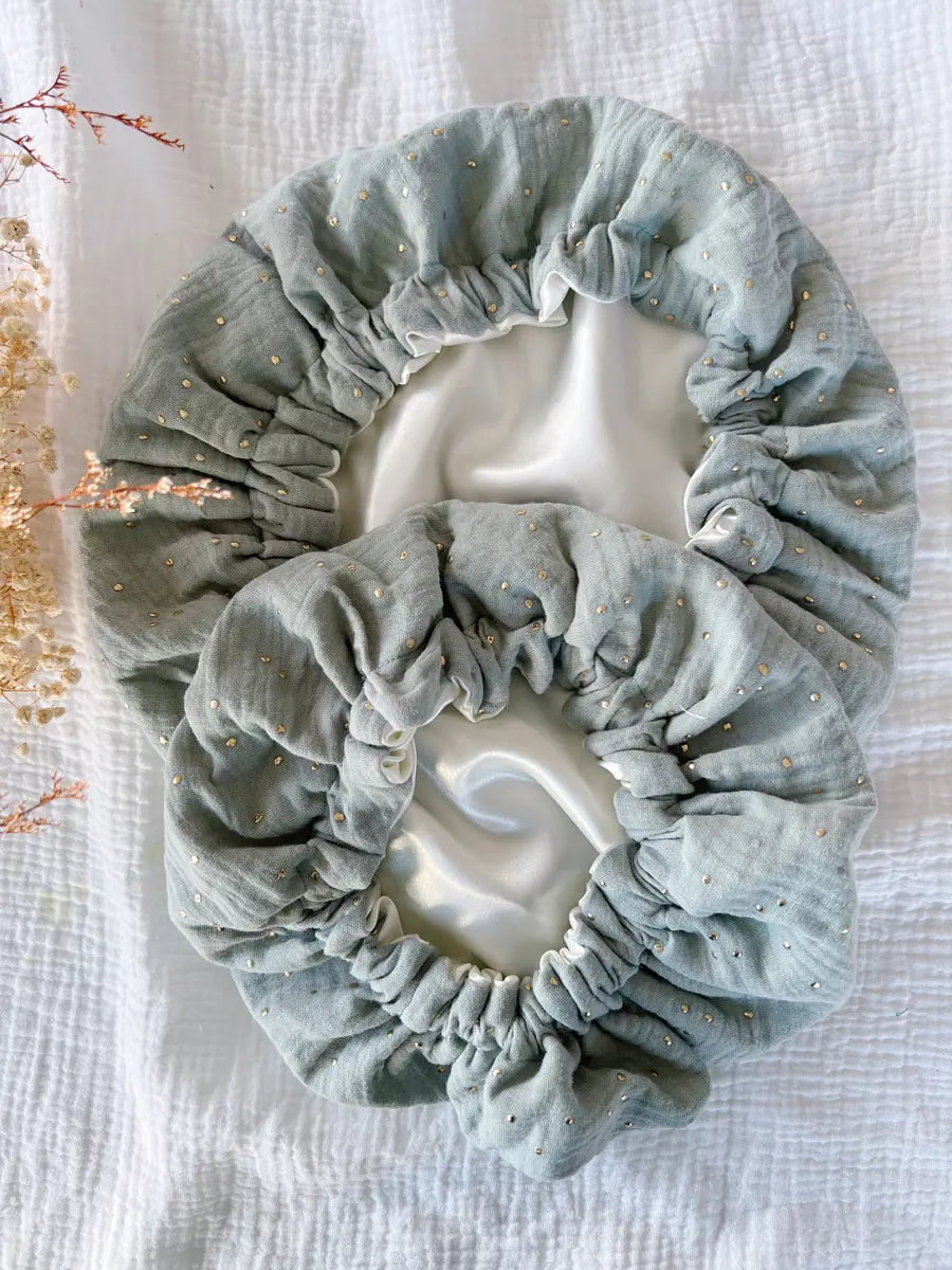 Lot de 2 bonnets de soin Mère / Fille - Mint sparkling