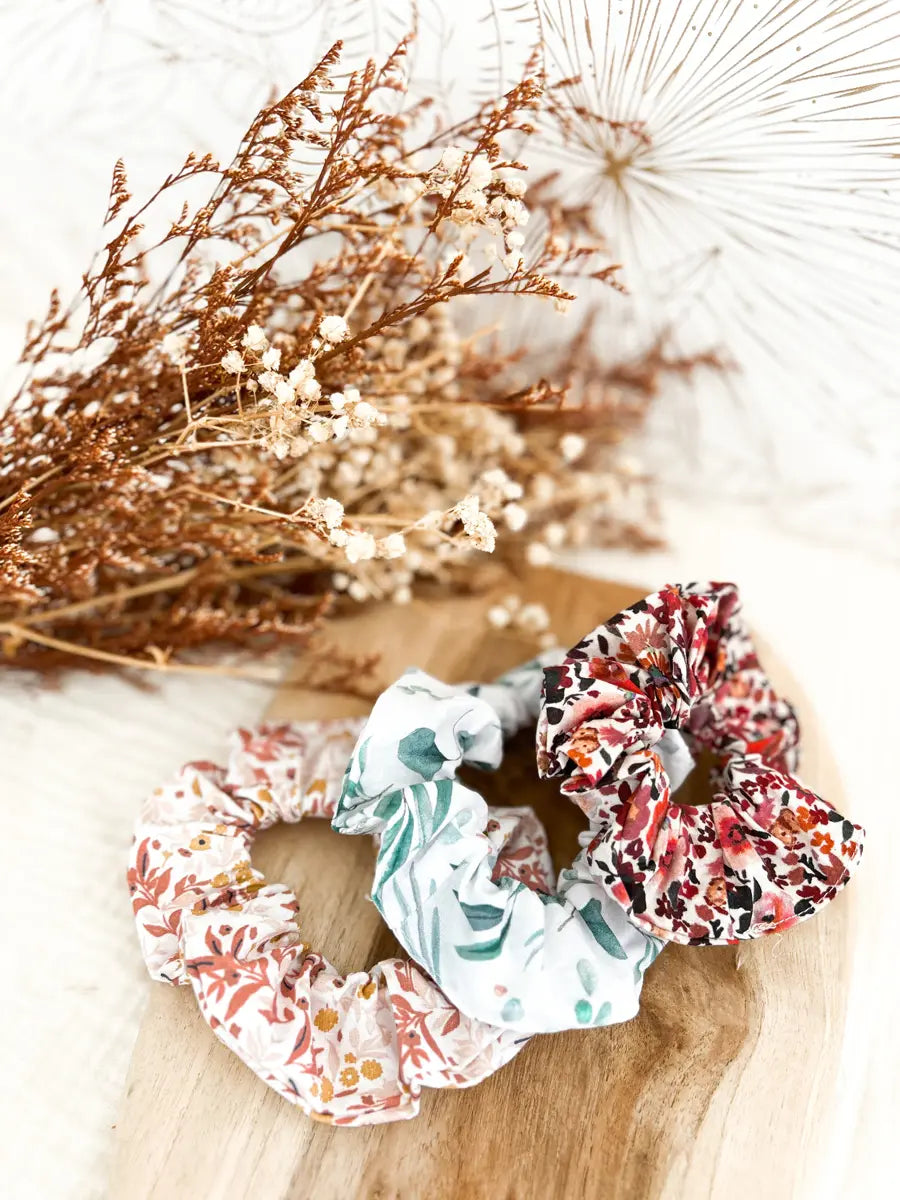 Lot de 3 chouchous coton imprimé - Alexia/Eucalyptus/Spring