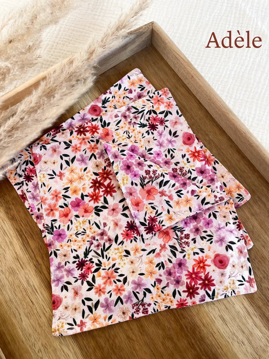 Lot de 3 mouchoirs en tissu lavable - Adèle