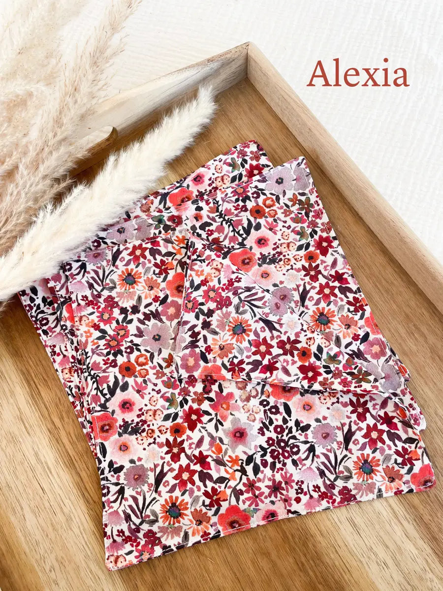 Lot de 3 mouchoirs en tissu lavable - Alexia