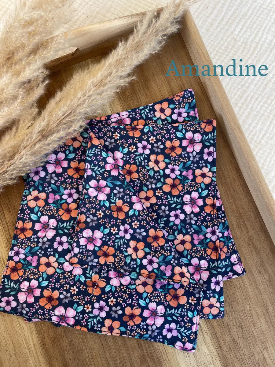 Lot de 3 mouchoirs en tissu lavable - Amandine