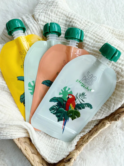 Lot de 4 gourdes compote réutilisables pour enfants - 1