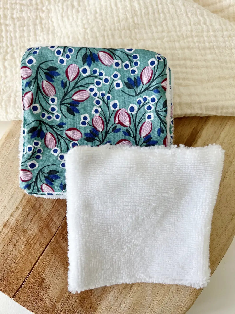 Lot de 5 cotons lavables en éponge bambou - Flora