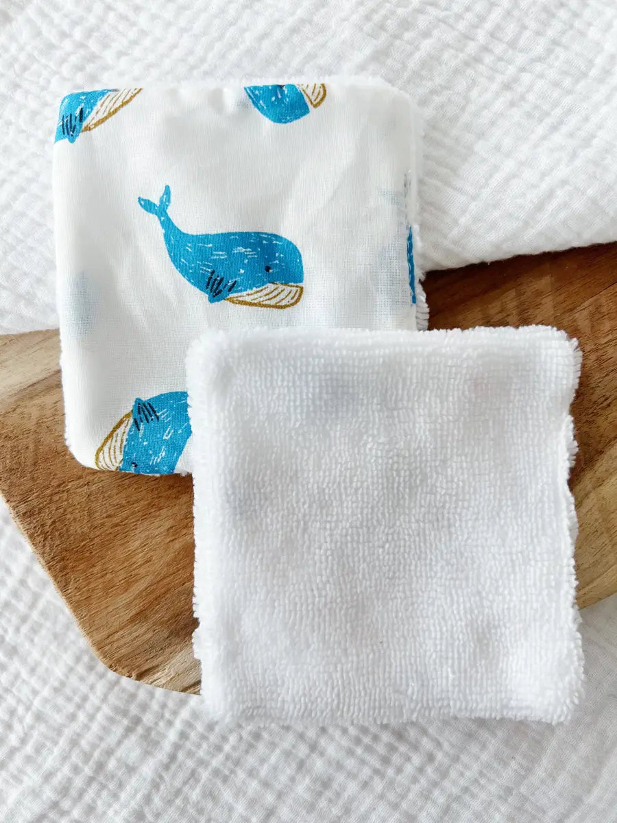 Lot de 5 lingettes bébé - Whales