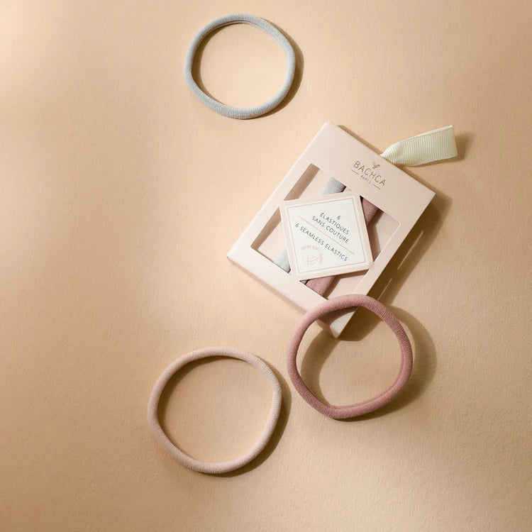 Lot de 6 Élastiques sans coutures- Bachca - Pastel (bleu et rose)