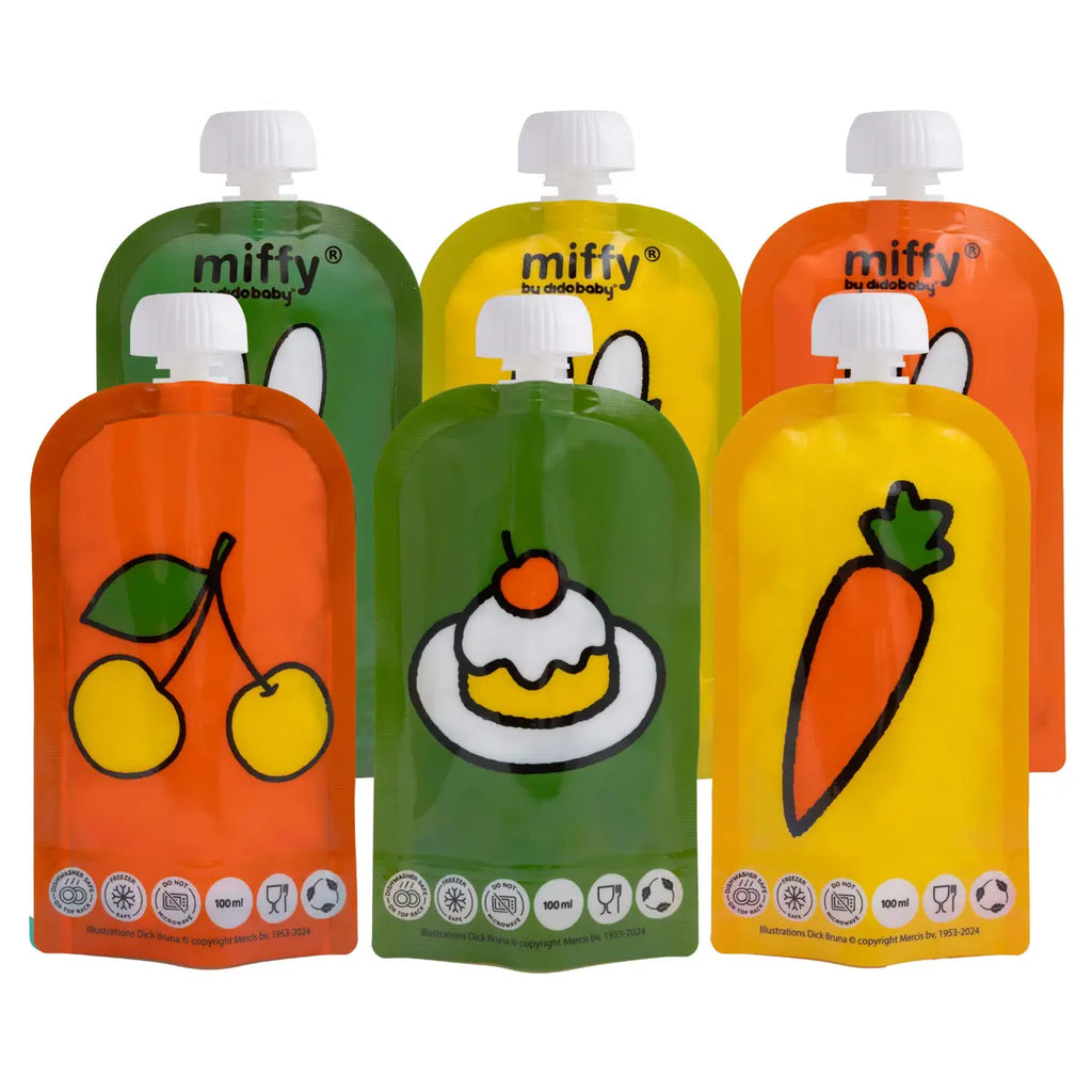 Lot de 6 gourdes réutilisables pour compote - Kinder republik - Miffy x didobaby