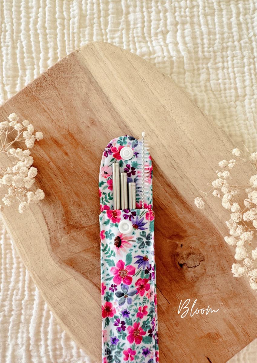 Lot de 3 pailles en inox fournies avec leur étui et un goupillon - Bloom
