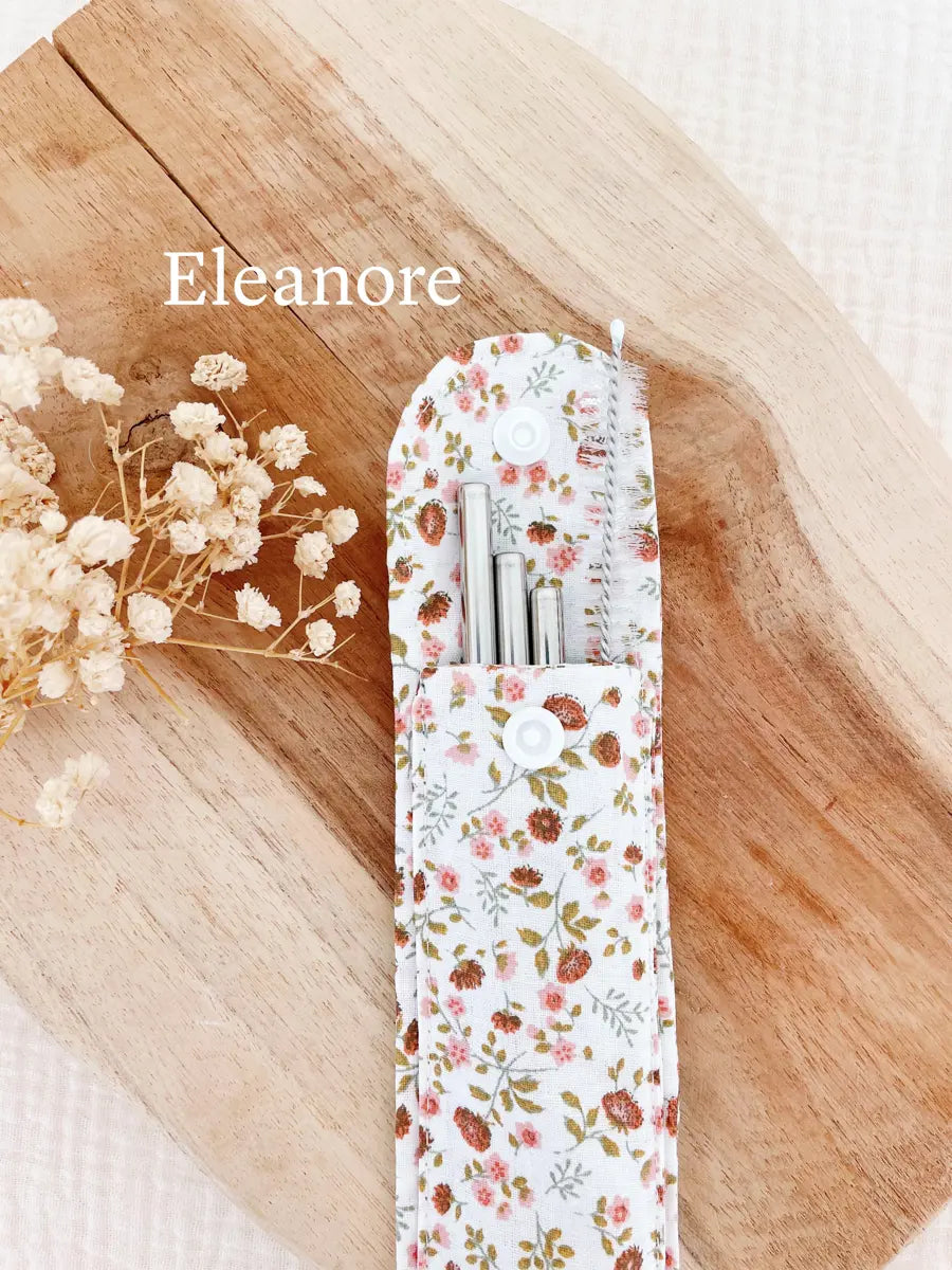 Lot de 3 pailles en inox fournies avec leur étui et un goupillon - Eleanore