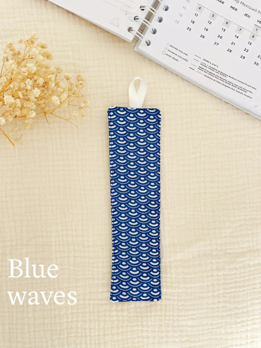 Marque-page en coton - Blue waves