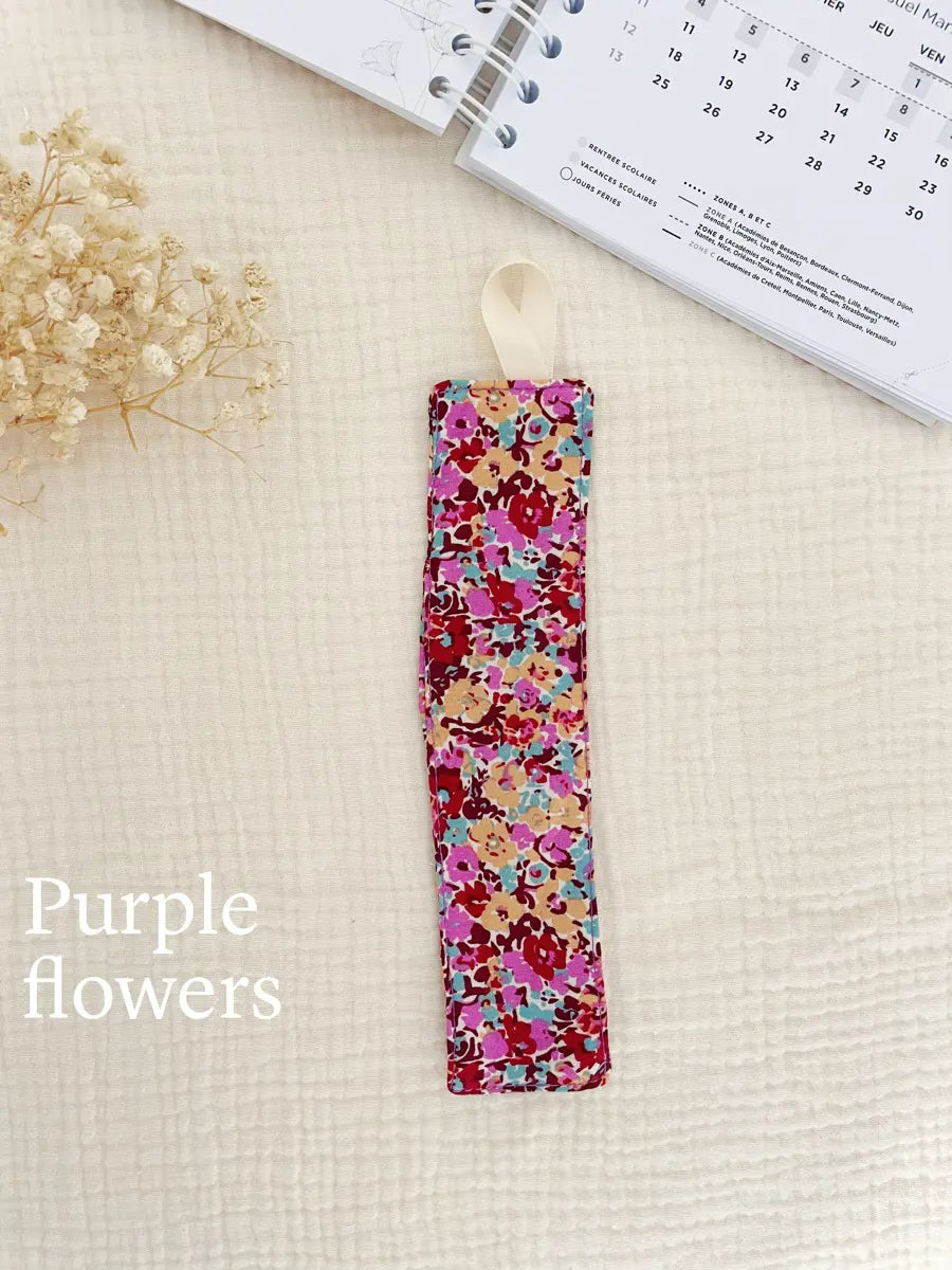 Marque-page en coton - Purple flowers