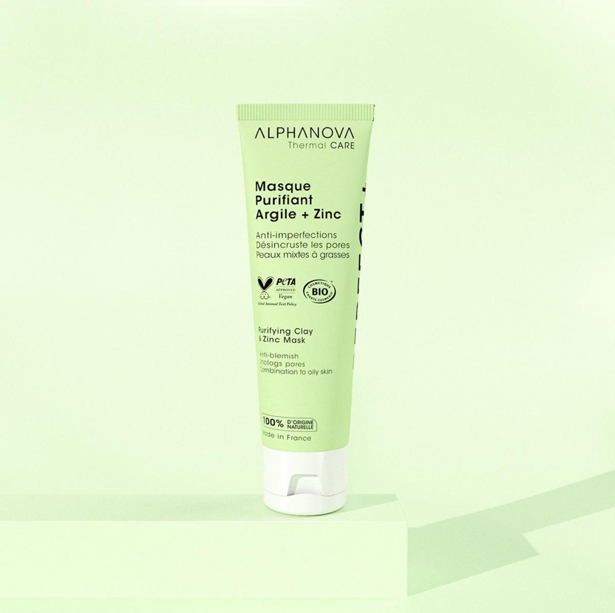 Masque purifiant anti imperfections à l'argile & zinc - Alphanova - 1