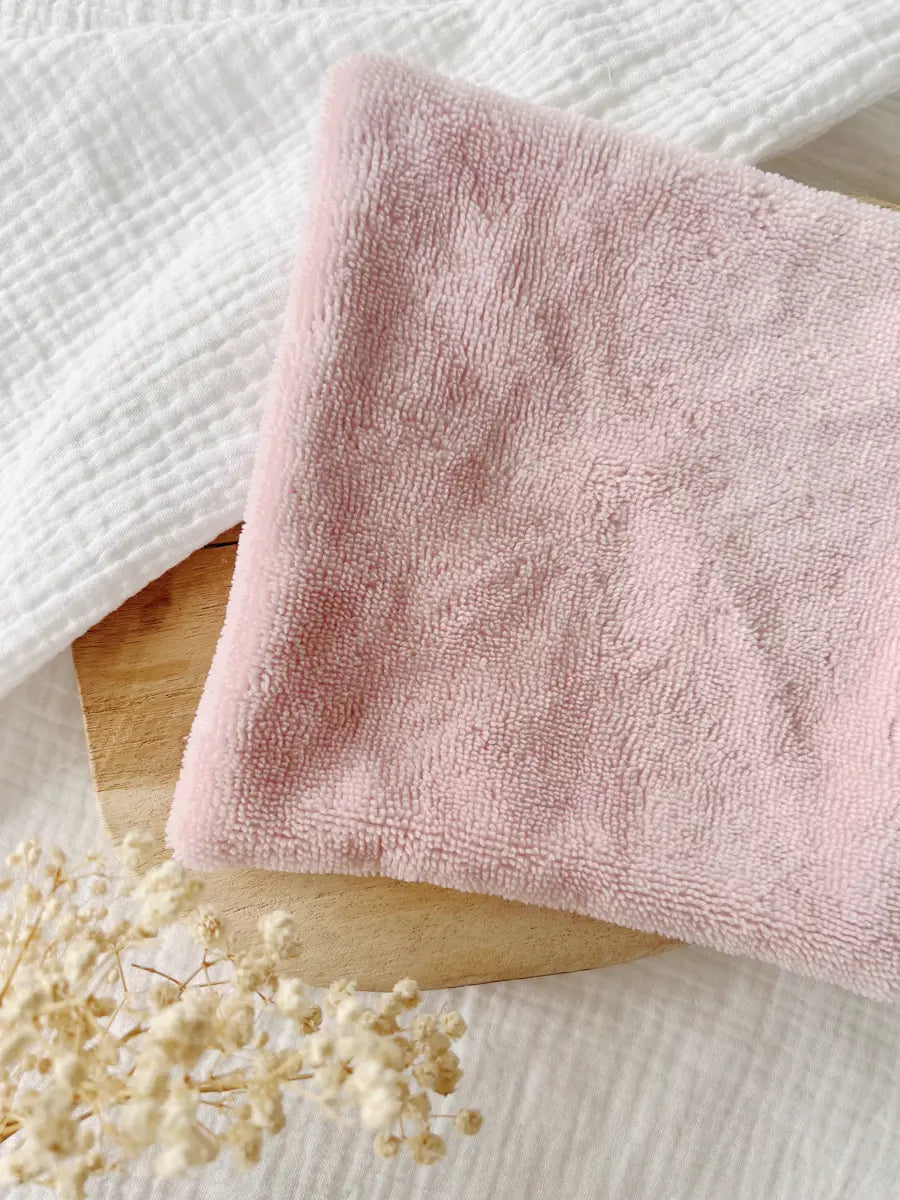 Mini serviette visage double face - Doux rose