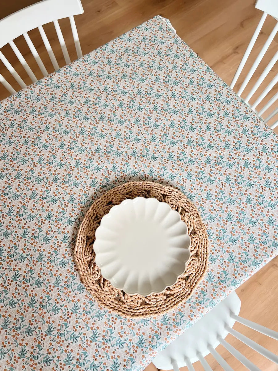 Nappe en coton enduit - Blue spring / 145*140