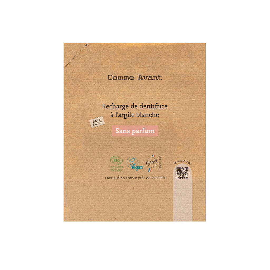 Dentifrice en pâte rechargeable sans parfum - Comme Avant