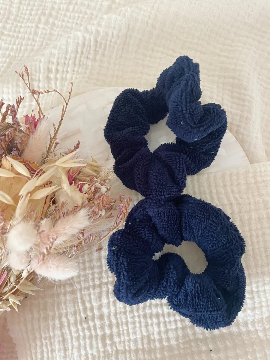 Paire de manchettes skincare en éponge bambou - Bleu marine