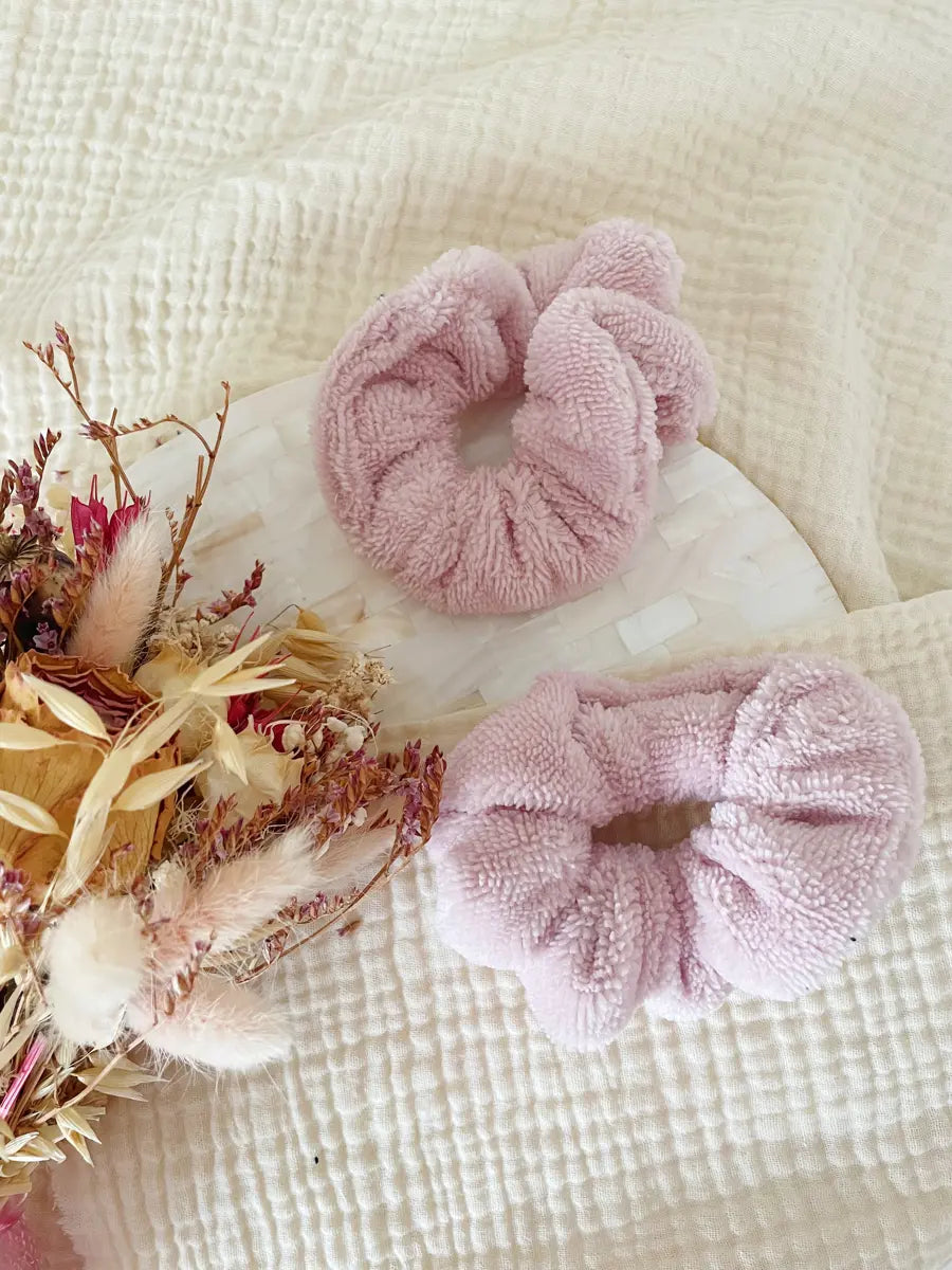 Paire de manchettes skincare en éponge bambou - Doux rose