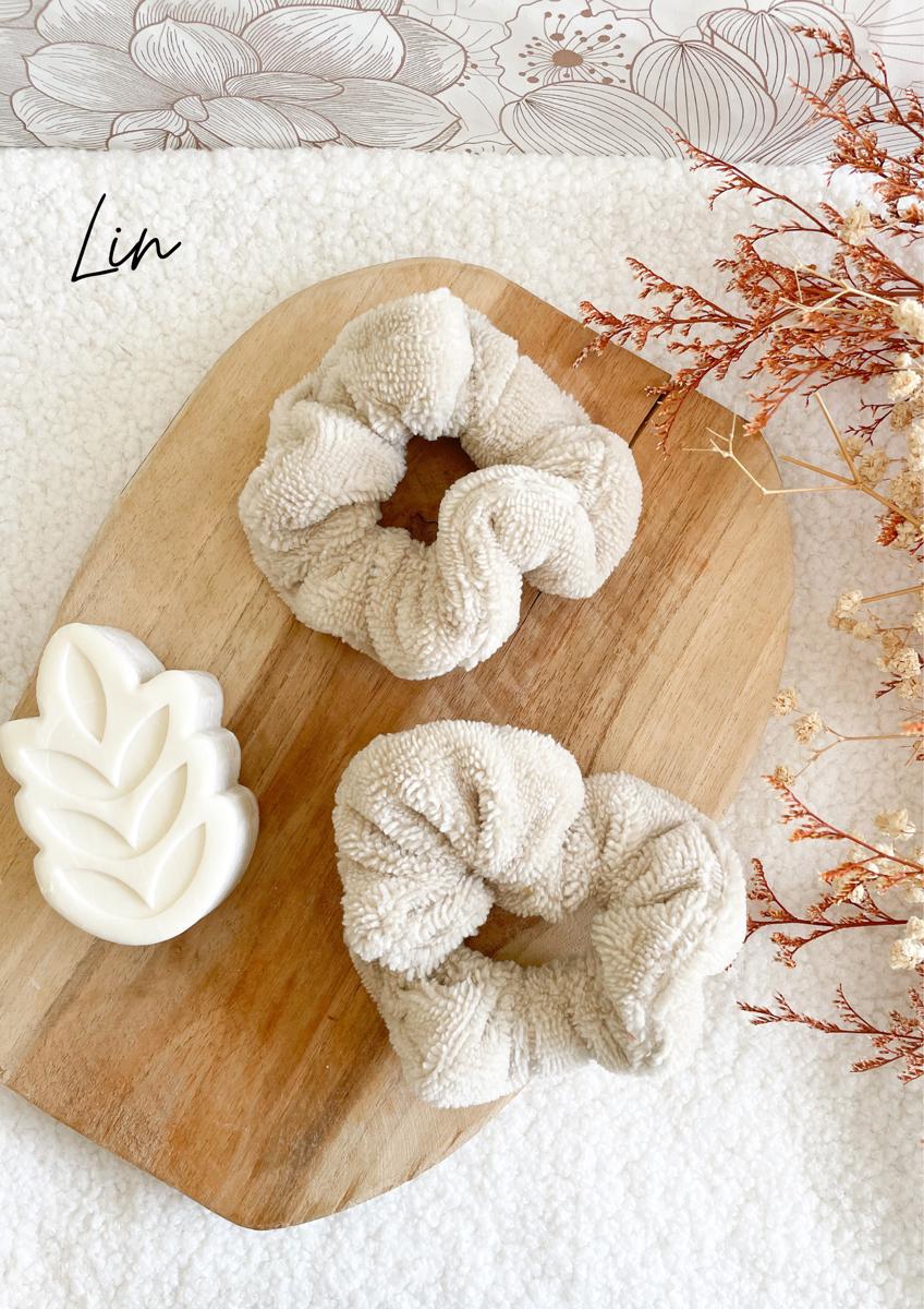 Paire de manchettes skincare en éponge bambou - Lin