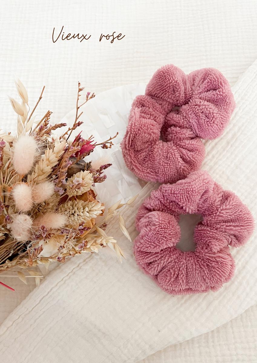 Paire de manchettes skincare en éponge bambou - Vieux rose