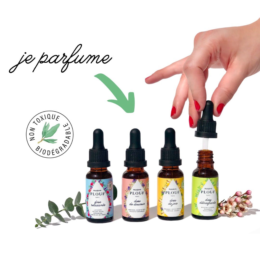 Parfums naturels pour le linge - Maison plouf - Les cotons de Romane : Produits d'hygiène réutilisables et lavables