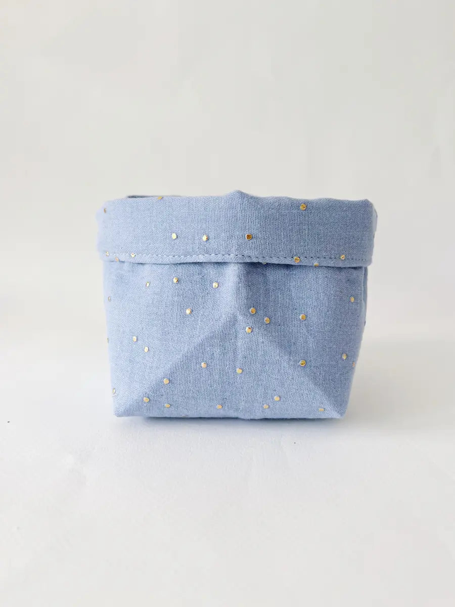 Petite panière en double gaze - Bleu baltique