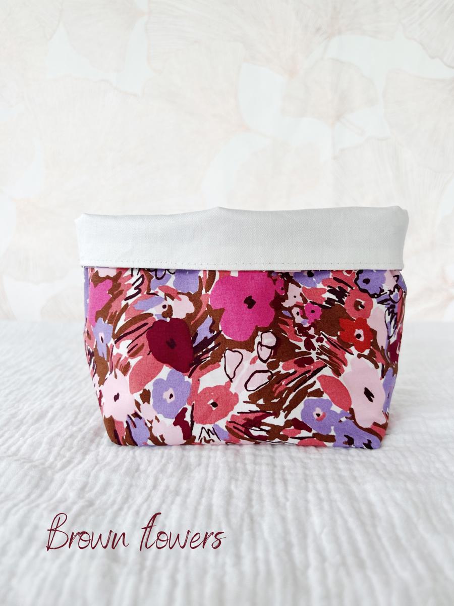Petite panière en tissu - Brown flowers