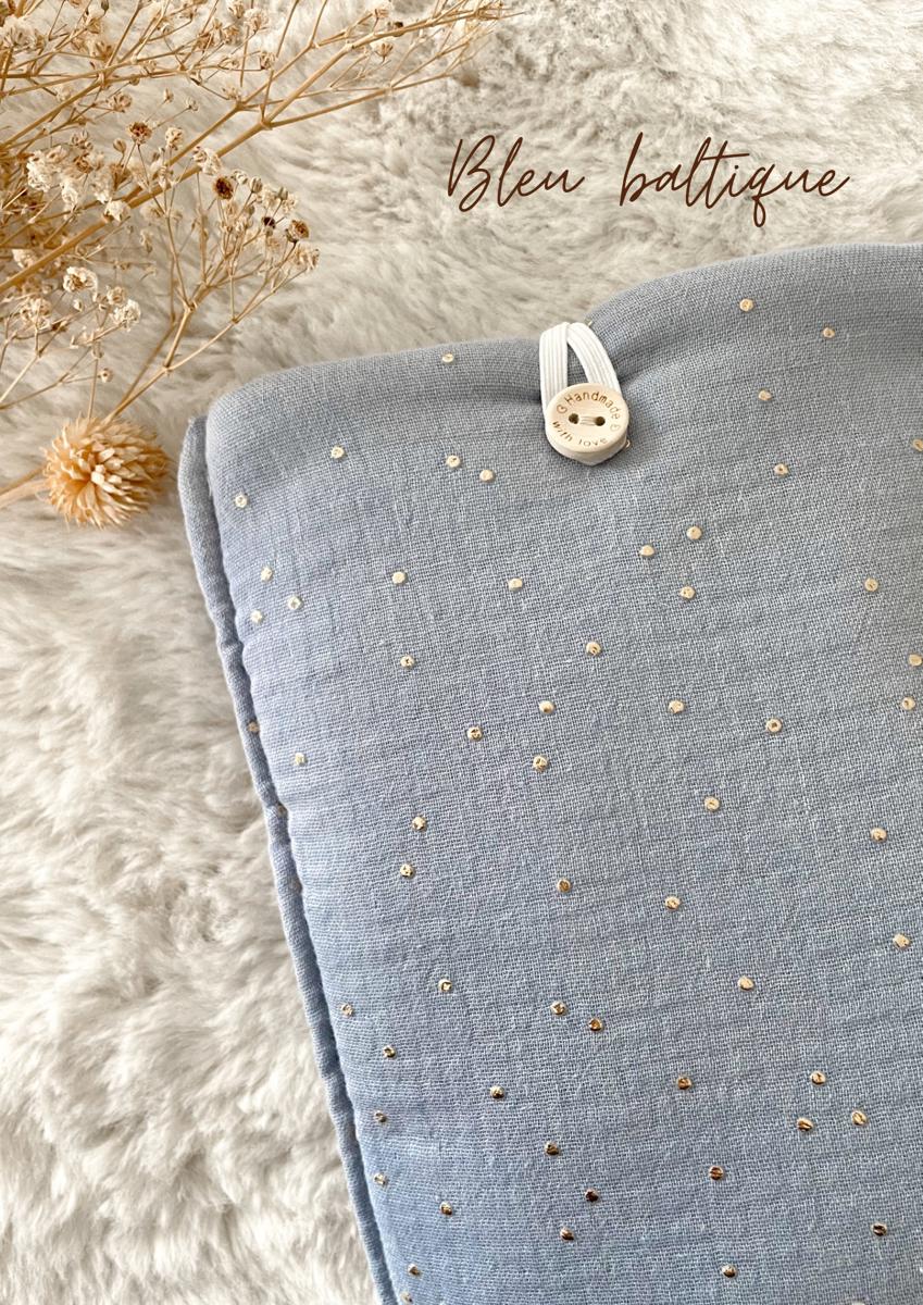 Pochette en tissu pour livre de poche - Pochette pour livre ou liseuse - Bleu baltique