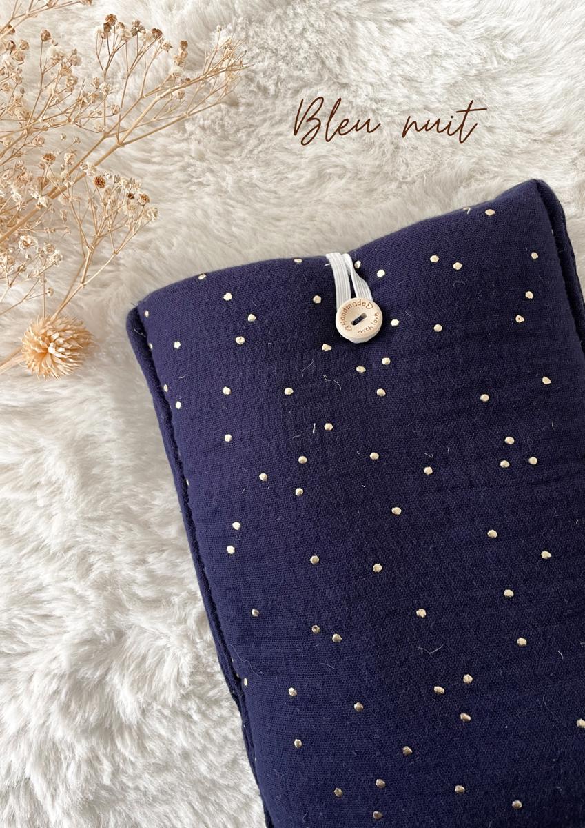 Pochette en tissu pour livre de poche - Pochette pour livre ou liseuse - Bleu nuit