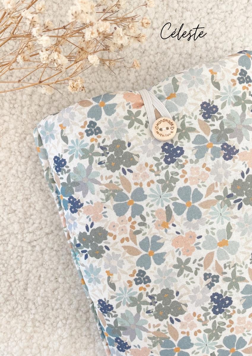 Pochette en tissu pour livre de poche - Pochette pour livre ou liseuse - Céleste