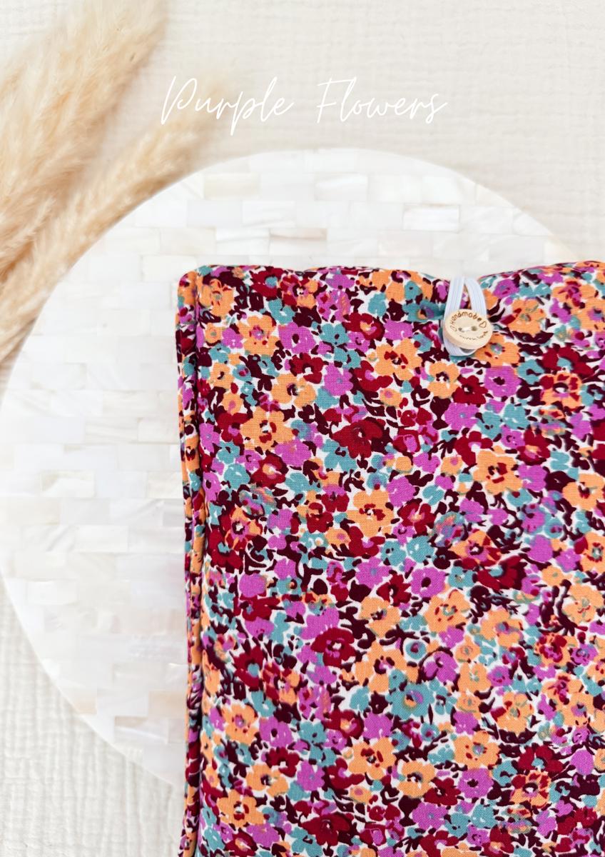 Pochette en tissu pour livre de poche - Pochette pour livre ou liseuse - Purple flowers