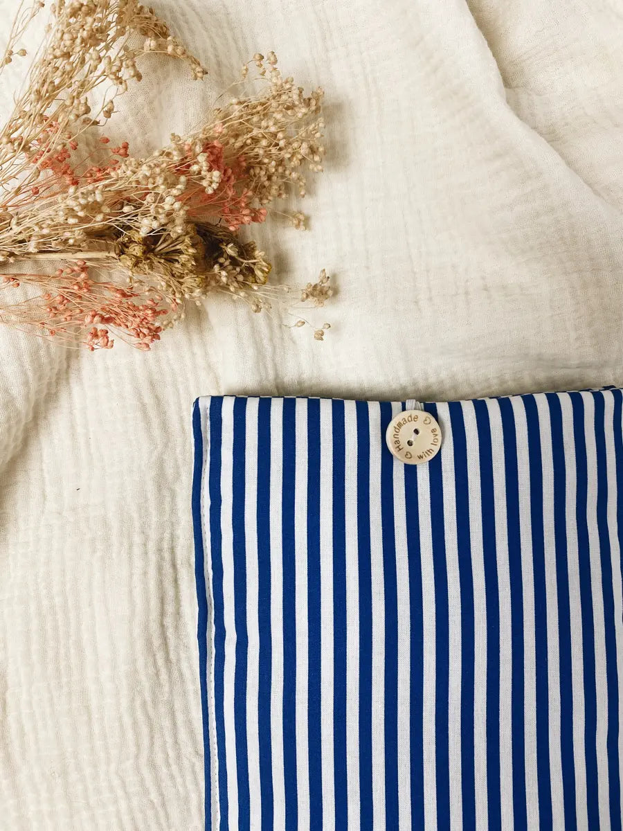 Pochette en tissu pour livre de poche - Pochette pour livre ou liseuse - Rayures bleues