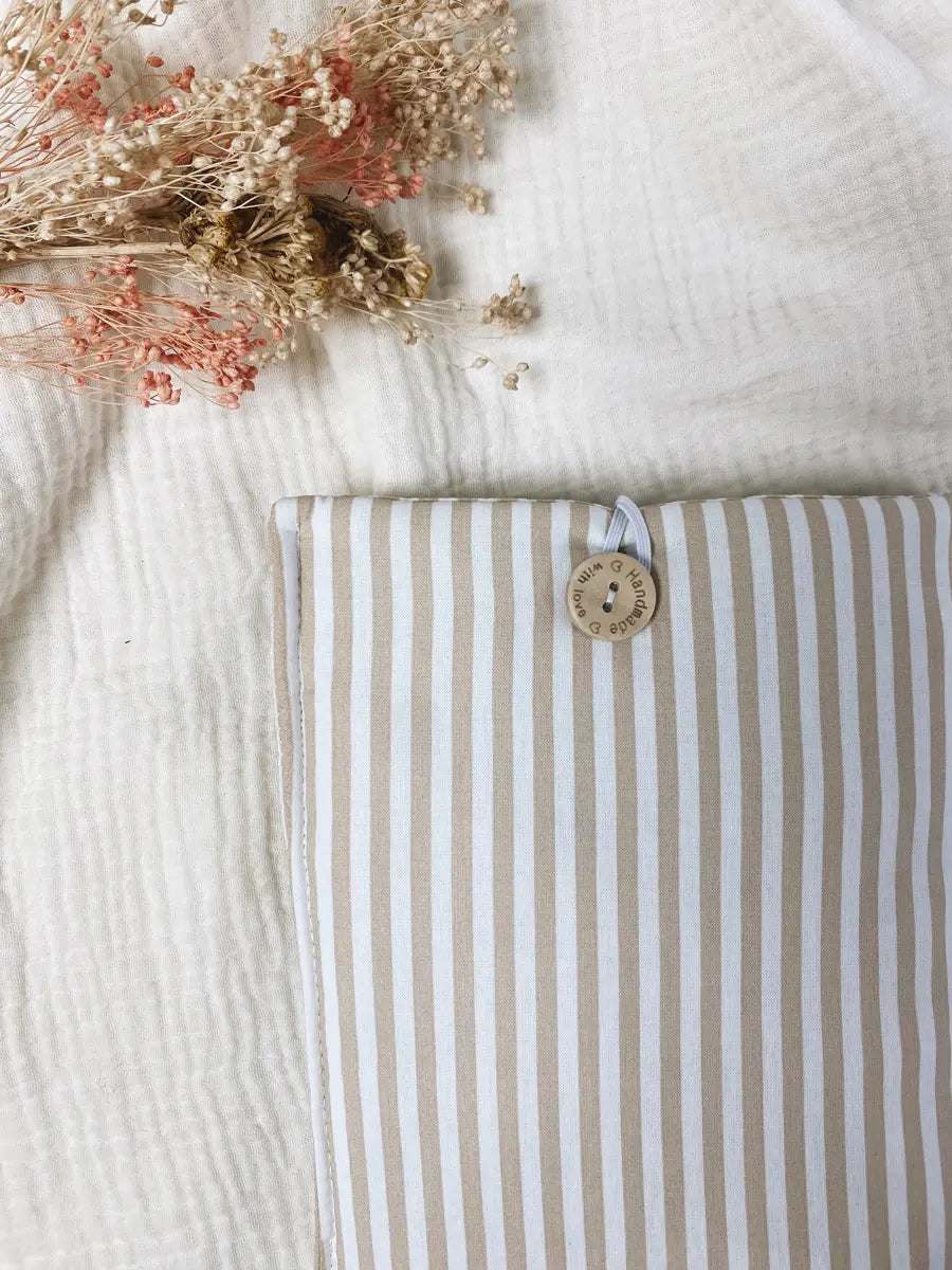 Pochette en tissu pour livre de poche - Pochette pour livre ou liseuse - Rayures lin