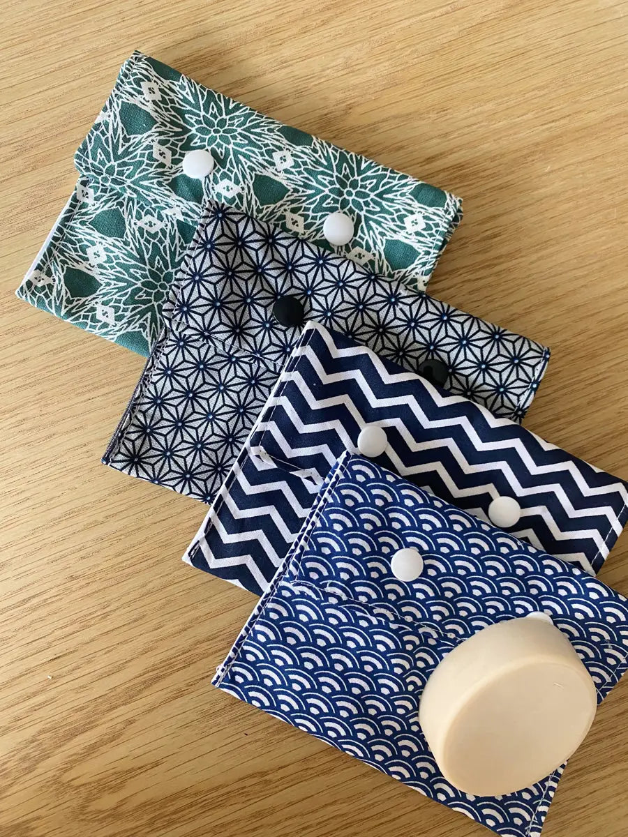 Pochette à savon petit format - Homme - Les cotons de Romane : Produits d'hygiène réutilisables et lavables