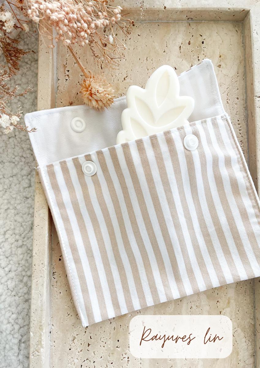 Pochette à savon petit format - Homme - Rayures lin