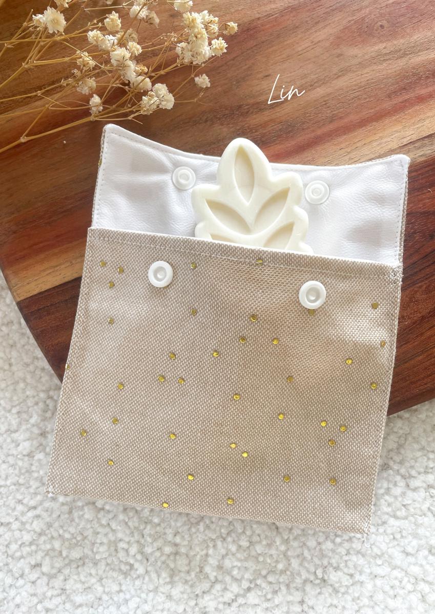 Pochette à savon imperméable petit format - Lin