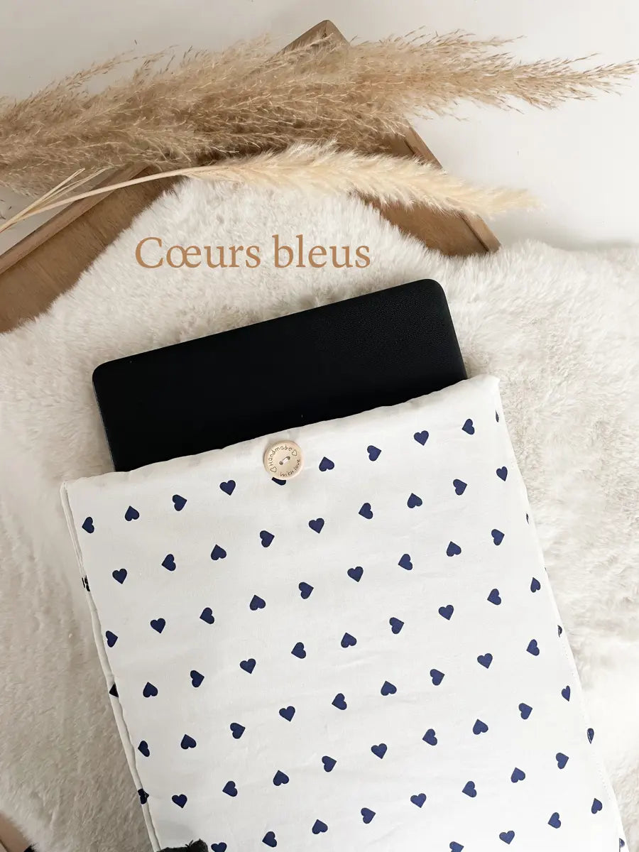 Pochette pour ordinateurs (max 17" pouces) - Cœurs bleus
