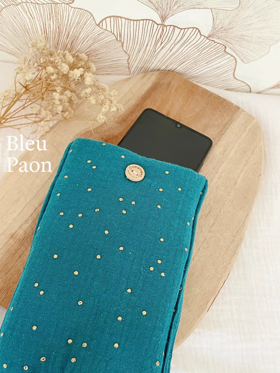 Pochette pour téléphone portable (max. 8,5cm de largeur) - Bleu paon