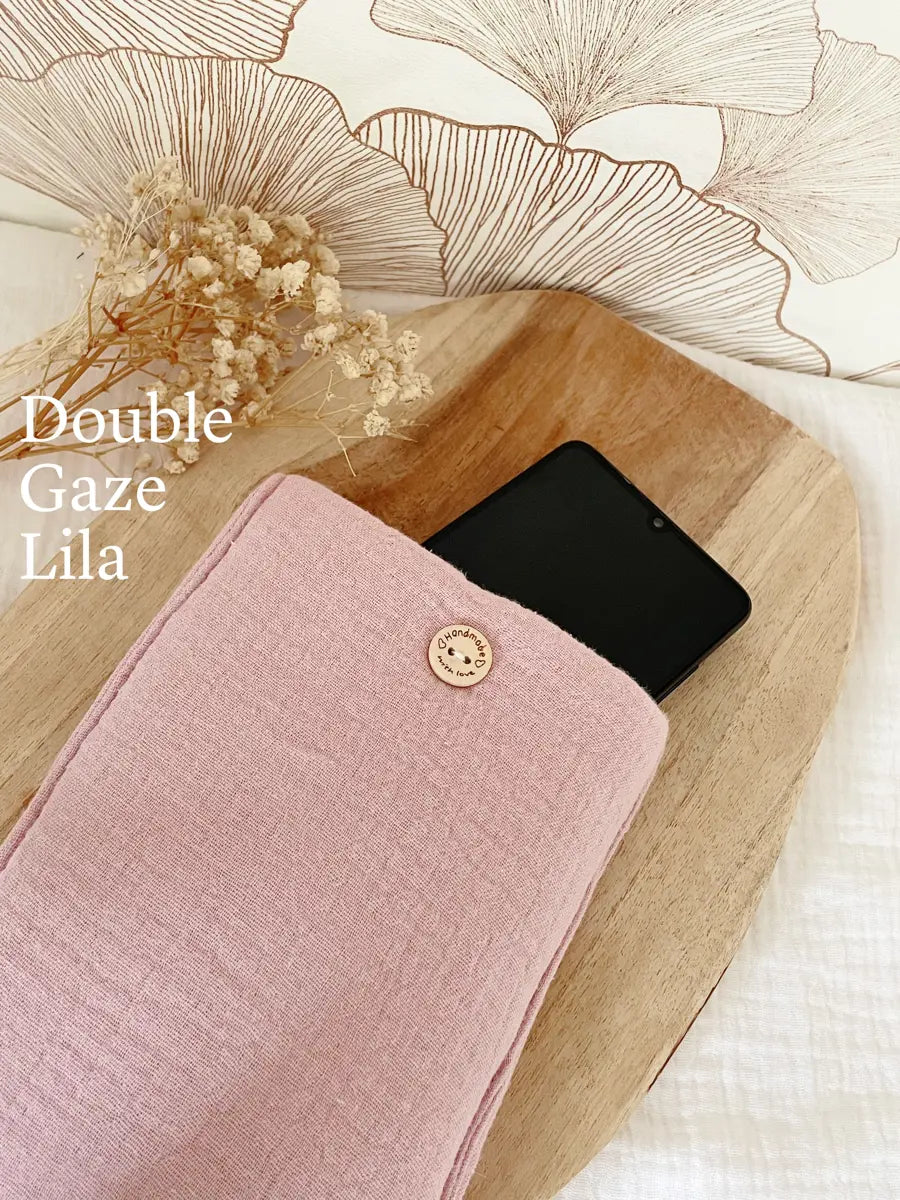 Pochette pour téléphone portable (max. 8,5cm de largeur) - Double gaze lila