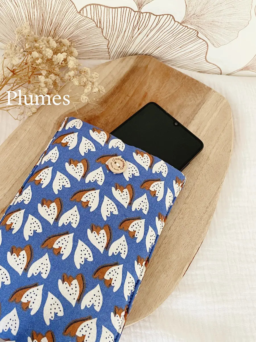 Pochette pour téléphone portable (max. 8,5cm de largeur) - Plumes