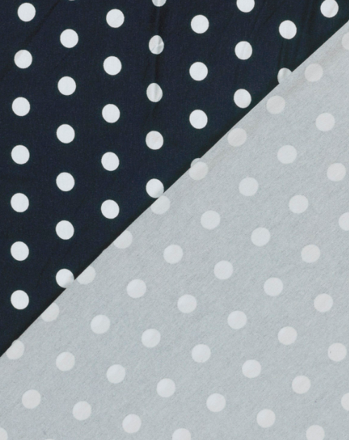 Viscose bleue marine à pois