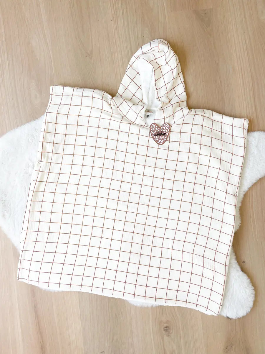 Poncho gaze de coton - Atelier wagram - grands carreaux / 0-3 ans
