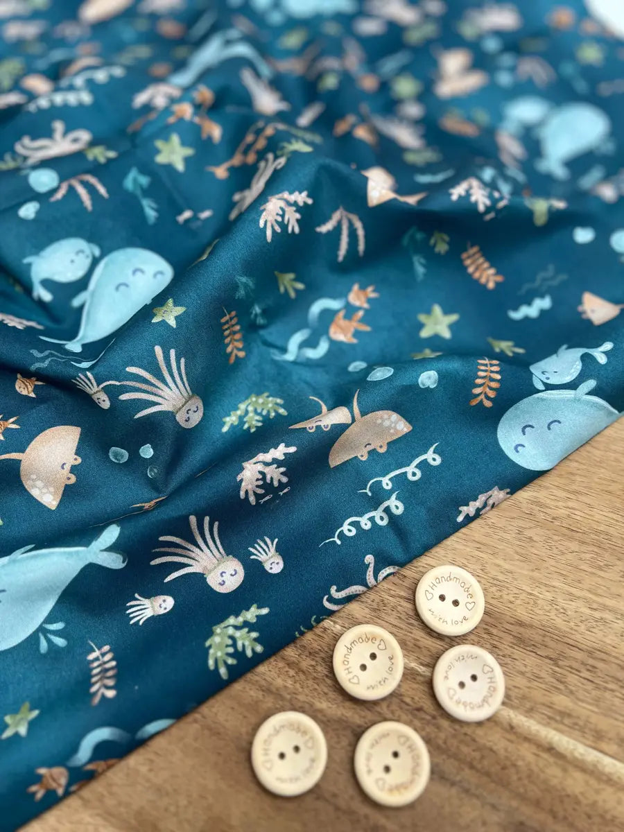 Popeline de coton Baleine - 1