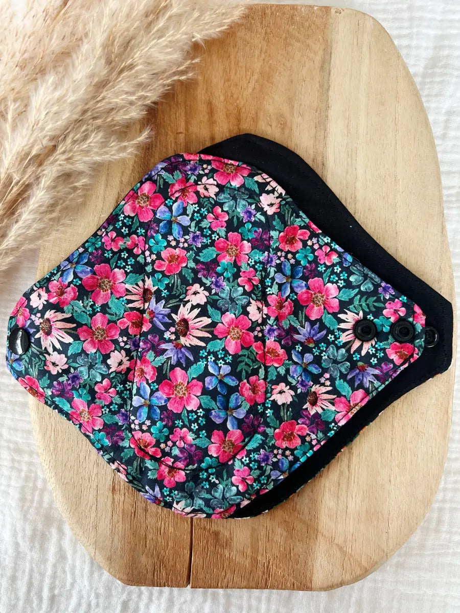 Protège-slip lavable en coton - Black bloom